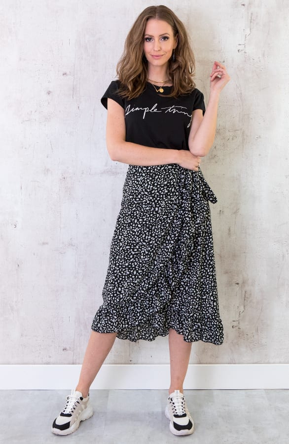 Midi Cheetah Wikkelrok Zwart Wit – shoparchief, foto 4