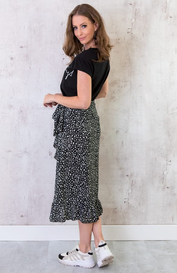 Midi Cheetah Wikkelrok Zwart Wit – shoparchief, foto 5