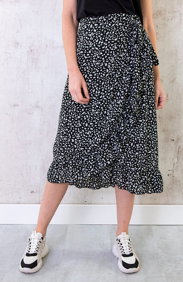 Midi Cheetah Wikkelrok Zwart Wit – shoparchief, foto 1