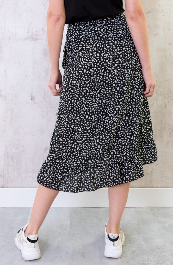 Midi Cheetah Wikkelrok Zwart Wit – shoparchief, foto 3