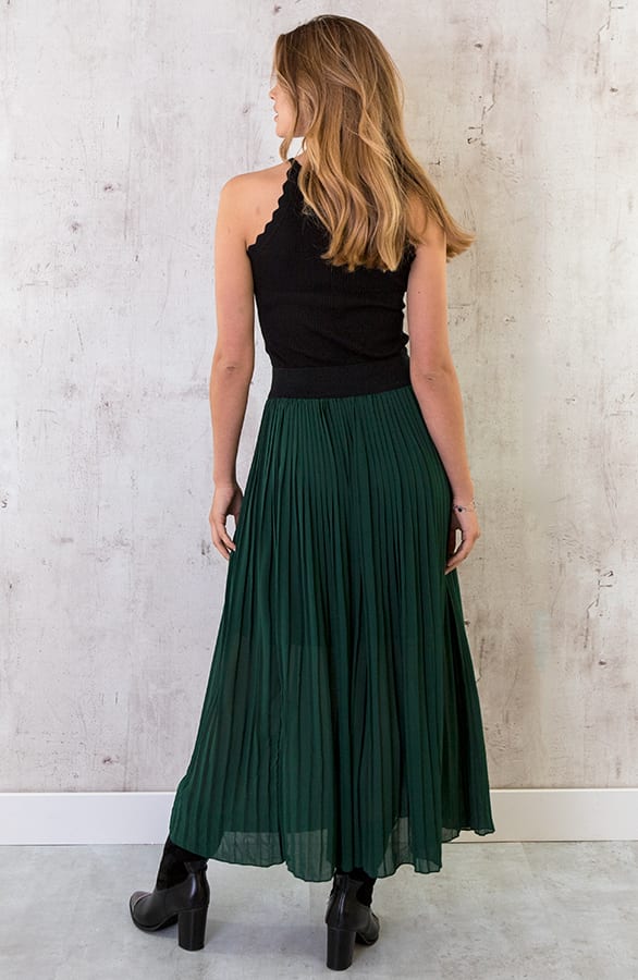 Plooirok Dames Smaragdgroen – shoparchief, foto 3