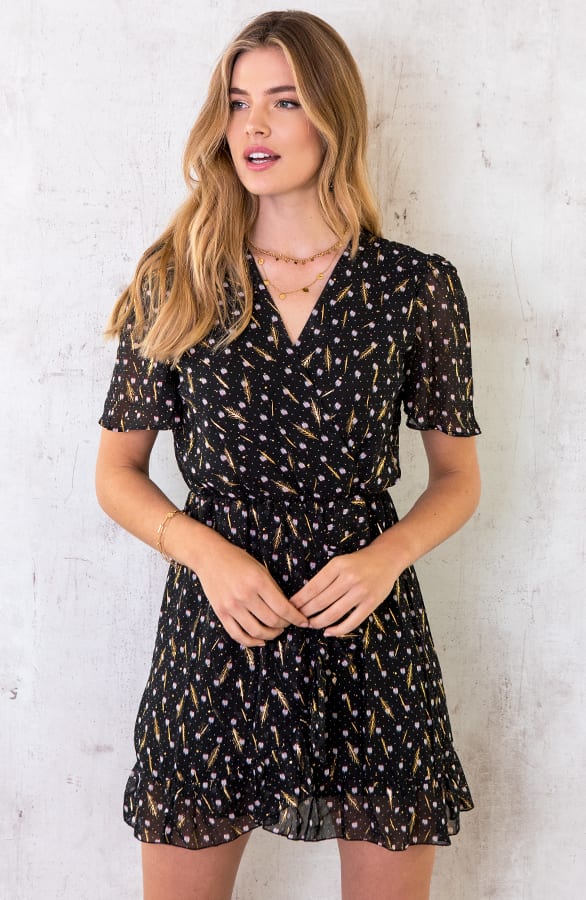 Polkadot Feather Jurk Zwart – shoparchief, foto 1