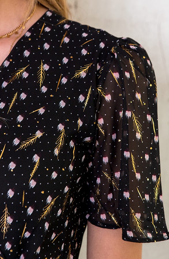 Polkadot Feather Jurk Zwart – shoparchief, foto 5