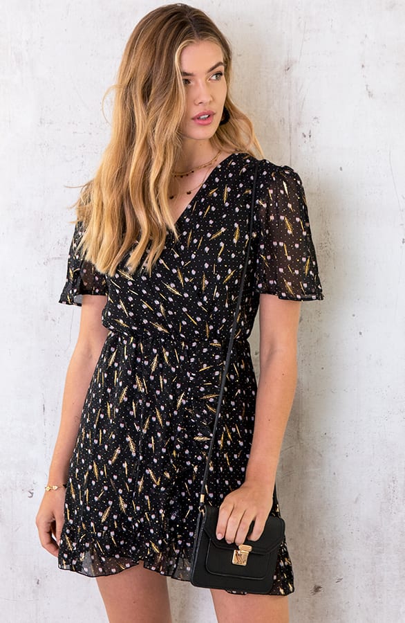 Polkadot Feather Jurk Zwart – shoparchief, foto 6