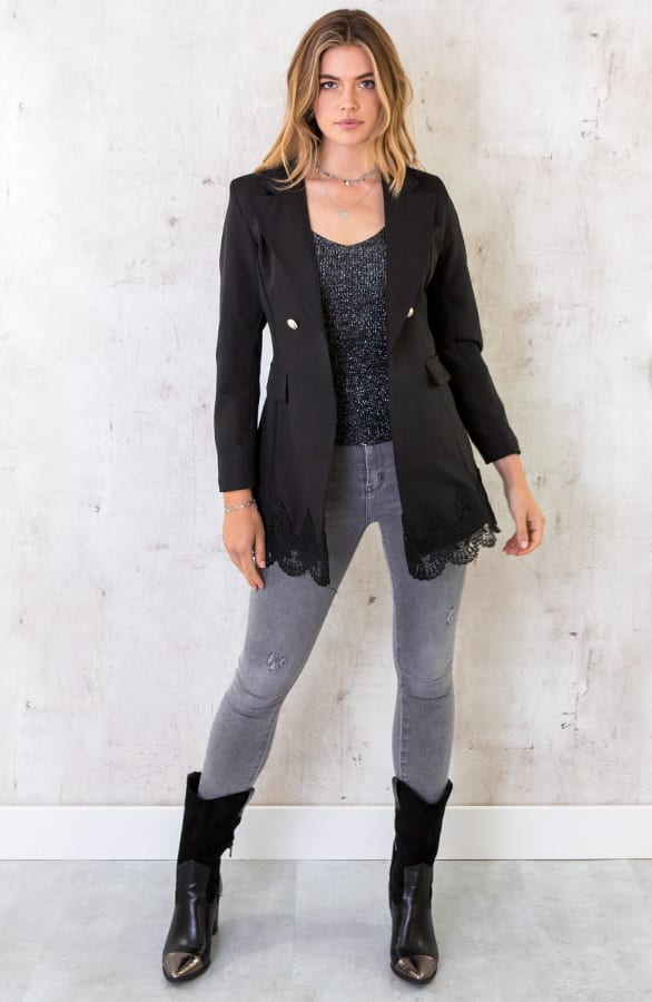 Blazer Met Kant Zwart – shoparchief, foto 3
