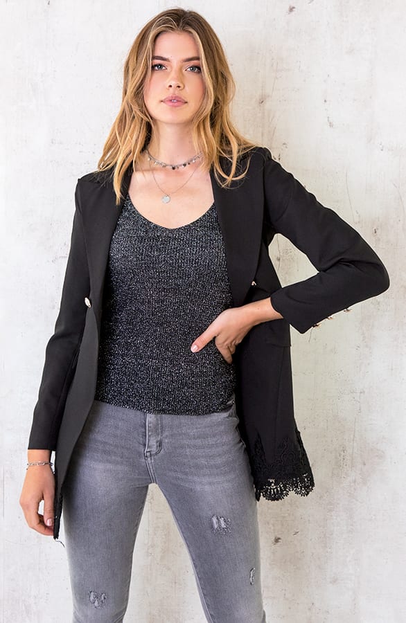 Blazer Met Kant Zwart – shoparchief, foto 1