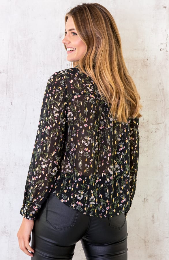 Bloemen Blouse Deluxe Zwart – shoparchief, foto 3