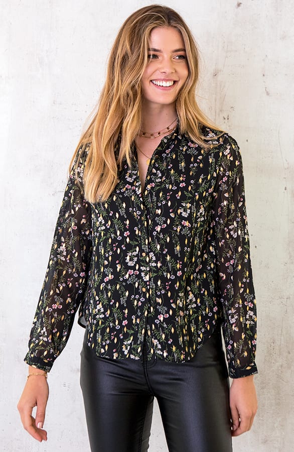 Bloemen Blouse Deluxe Zwart – shoparchief, foto 6