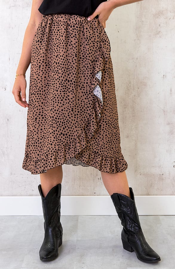 Cheetah Midi Rok Camel – shoparchief, foto 1