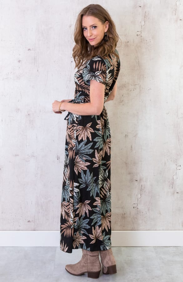 Maxi Jurk Bladeren Zwart – shoparchief, foto 3