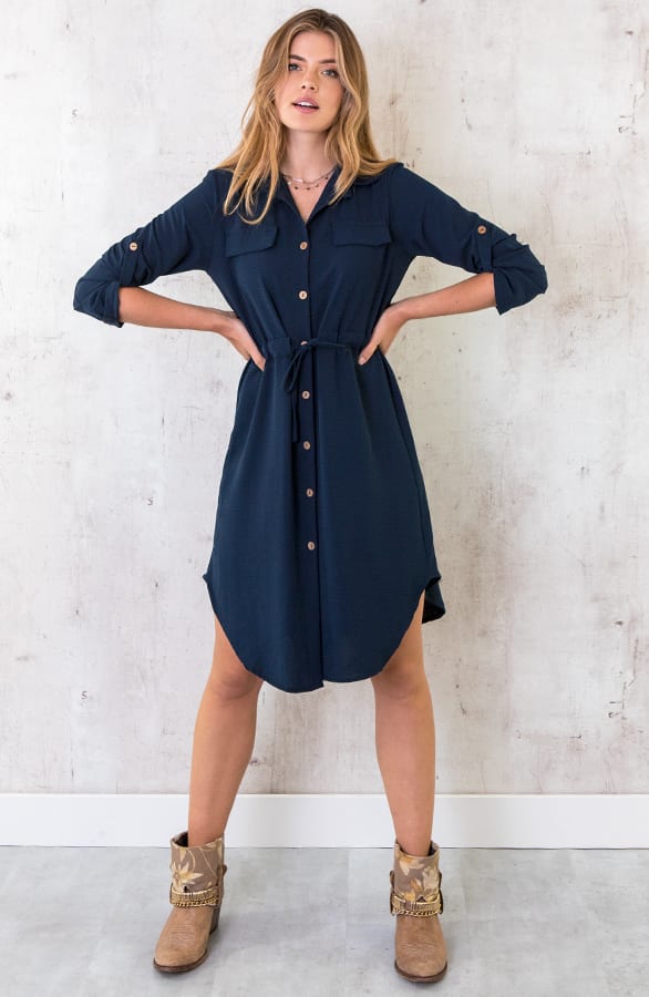 Knopen Jurk Marineblauw – shoparchief, foto 2