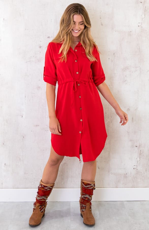 Knopen Jurk Rood – shoparchief, foto 1