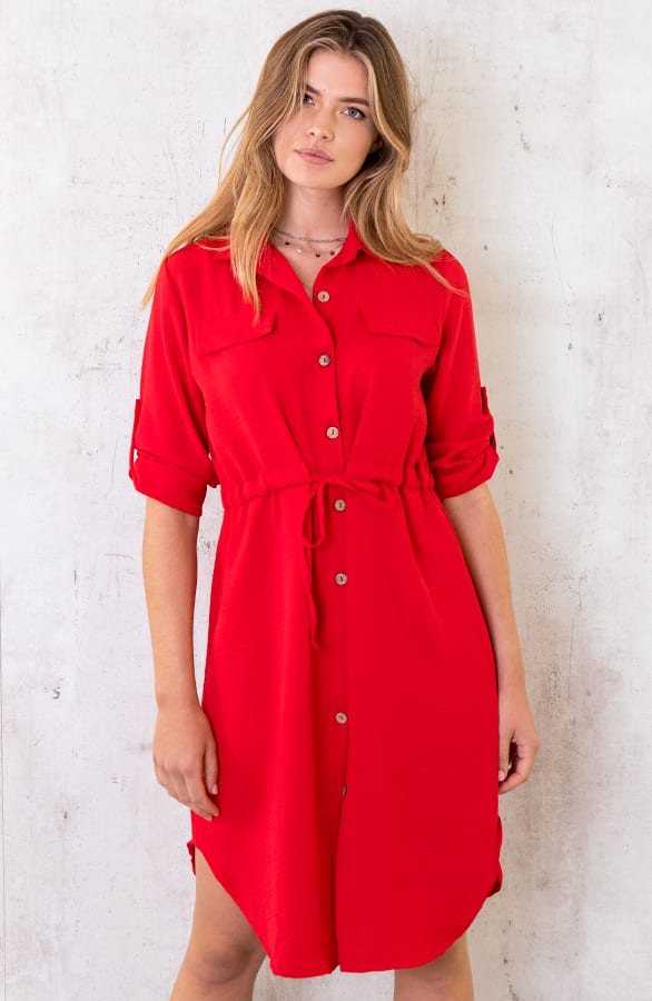 Knopen Jurk Rood – shoparchief, foto 2