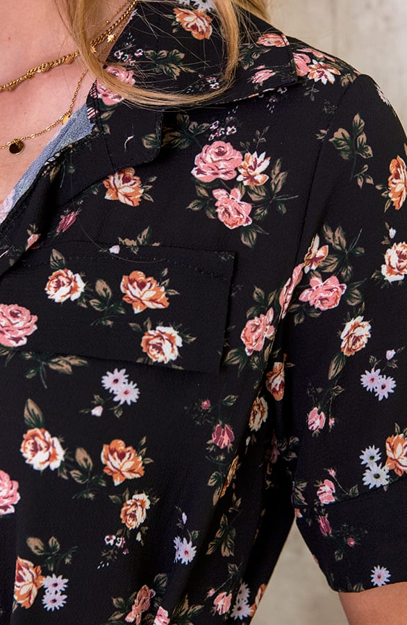Lange Jurk Bloemenprint Zwart – shoparchief, foto 5