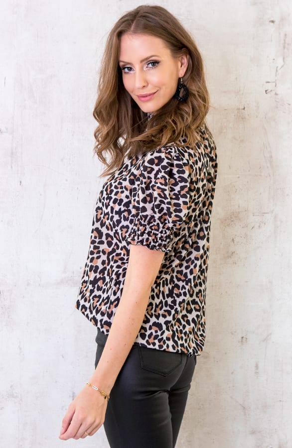 Leopard Col Top Beige – shoparchief, foto 2