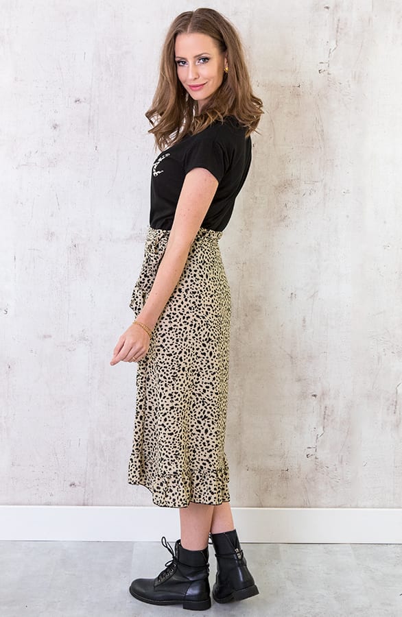 Midi Cheetah Wikkelrok Beige – shoparchief, foto 4