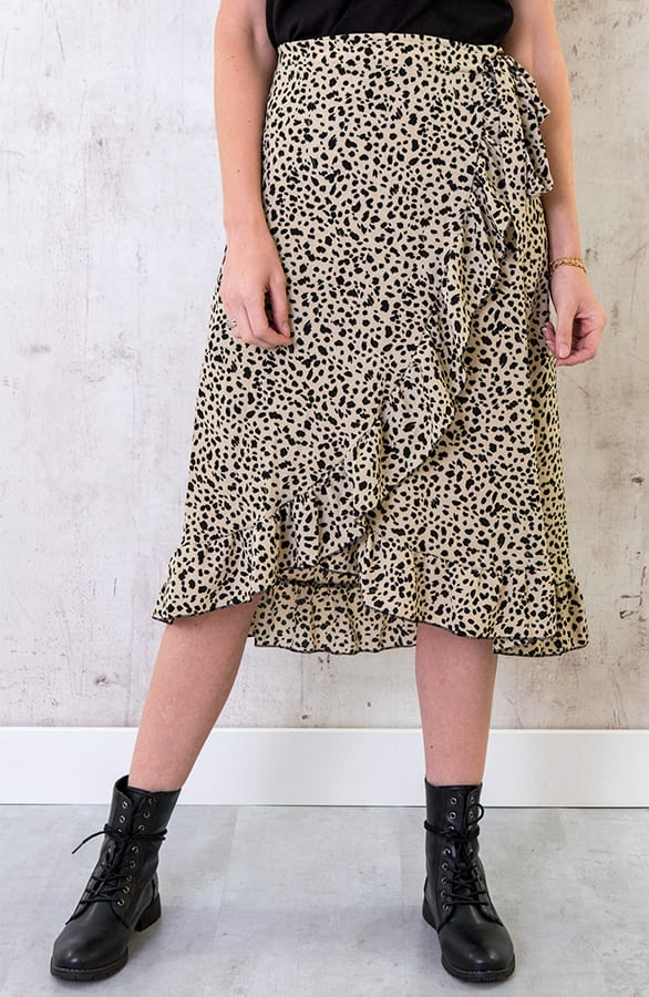 Midi Cheetah Wikkelrok Beige – shoparchief, foto 1