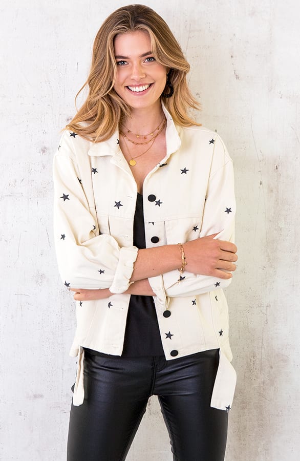 Sterren Spijkerjas Beige – shoparchief, foto 5