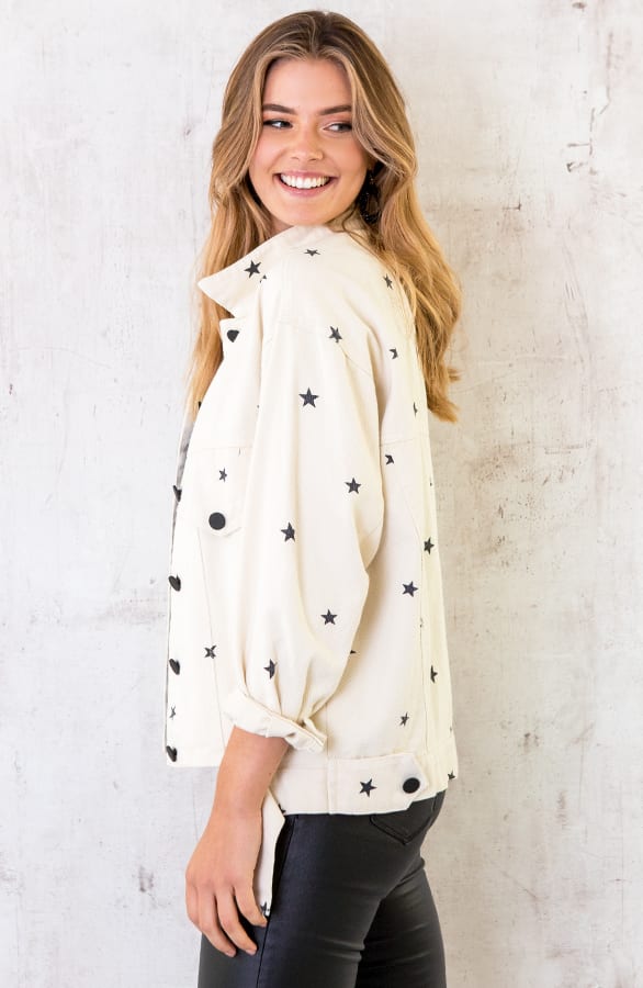 Sterren Spijkerjas Beige – shoparchief, foto 4