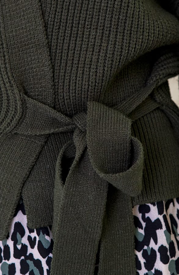 Schleife Cardigan Gestrickt Armeegrün, Shoparchiv, Foto 7