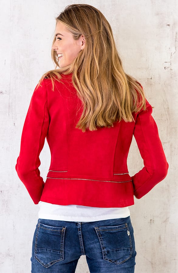 Biker Jacket Suede Rood – shoparchief, foto 3