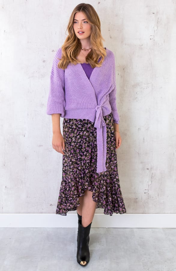 Bloemen Midi Rok Deluxe Paars – shoparchief, foto 2