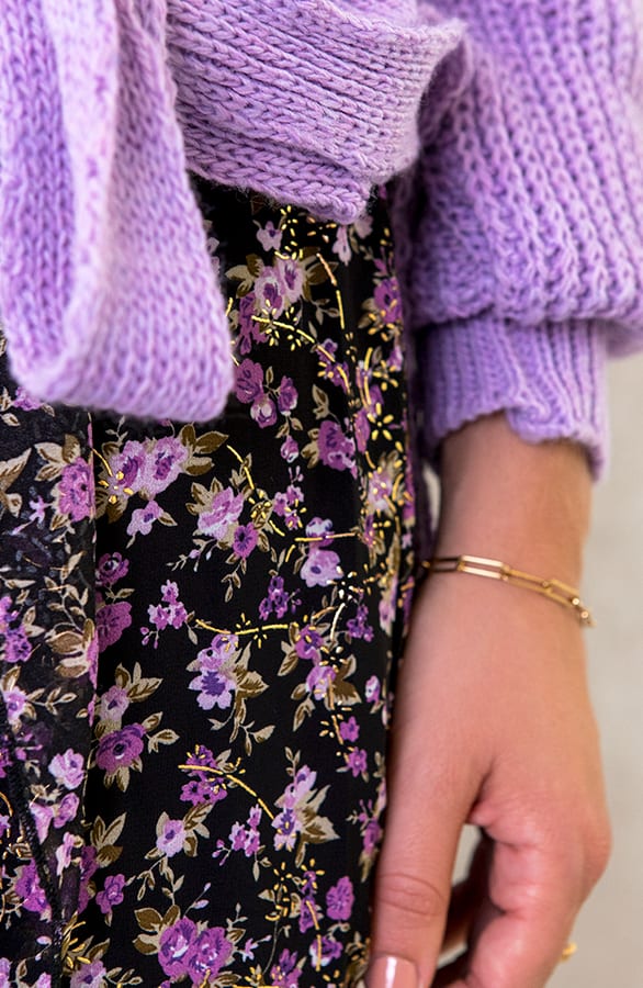 Bloemen Midi Rok Deluxe Paars – shoparchief, foto 4