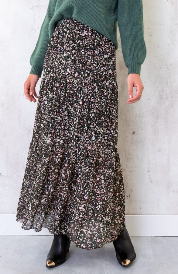 Bloemen Rok Lang Zwart – shoparchief, foto 1