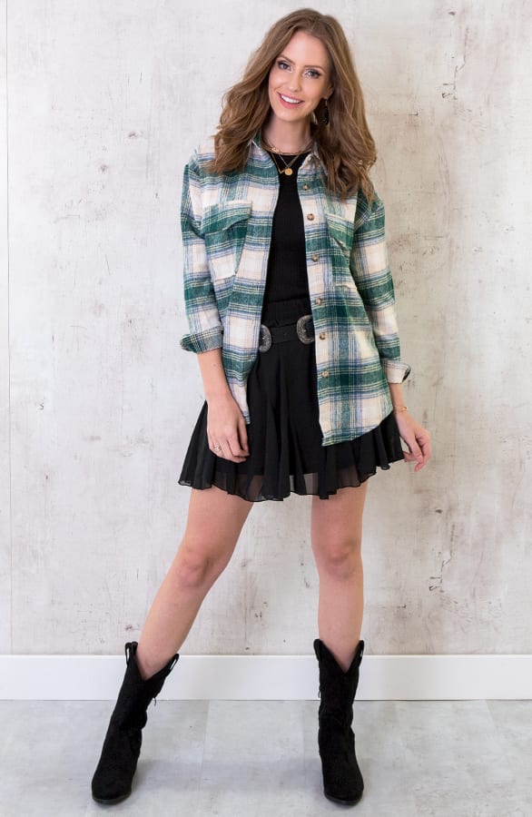 Checkered Blouse Soft Smaragdgroen – shoparchief, foto 1
