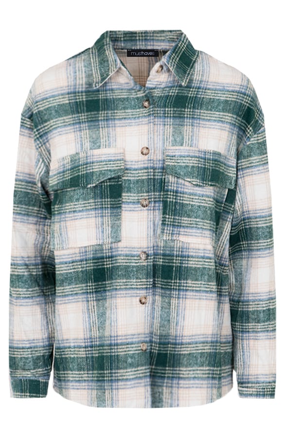 Checkered Blouse Soft Smaragdgroen – shoparchief, foto 3