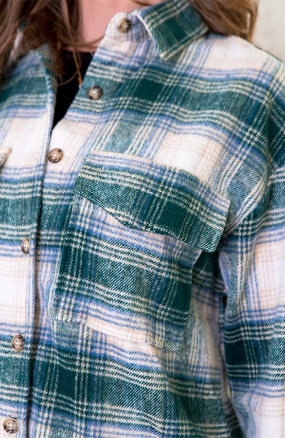 Checkered Blouse Soft Smaragdgroen – shoparchief, foto 2