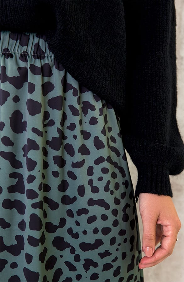 Cheetah Satin Rok Legergroen – shoparchief, foto 4