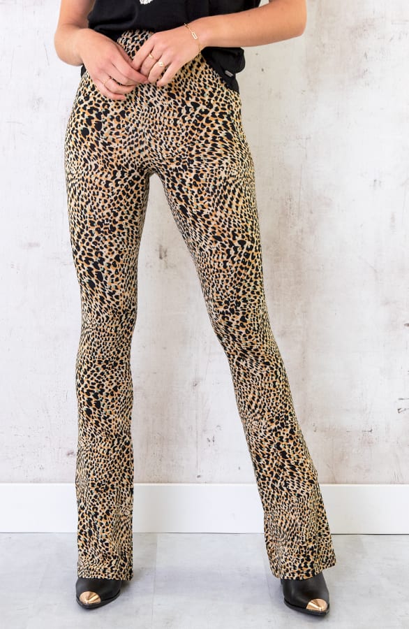 Flared Broek Print Camel Groen – shoparchief, foto 1