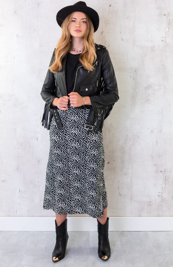 Fringe Leather Jacket Zwart – shoparchief, foto 6