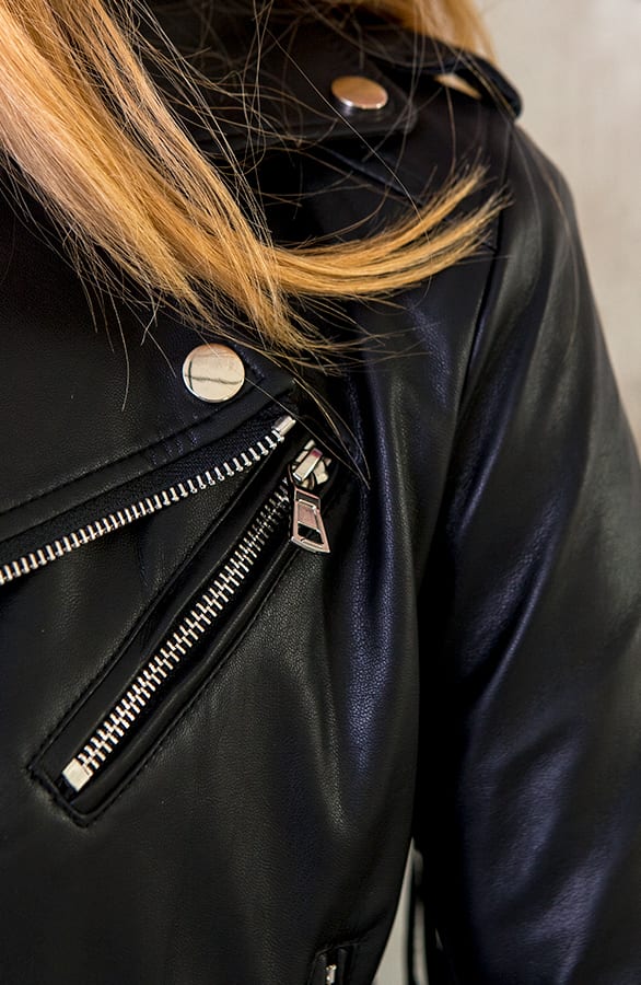 Fringe Leather Jacket Zwart – shoparchief, foto 5