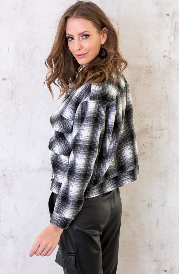 Geblokt Fleece Jacket Zwart – shoparchief, foto 2