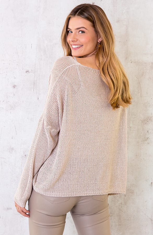 Gehaakte Glitter Trui Beige – shoparchief, foto 3