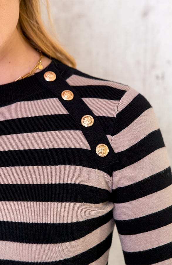 Gestreepte Jurk Knopen Beige – shoparchief, foto 5