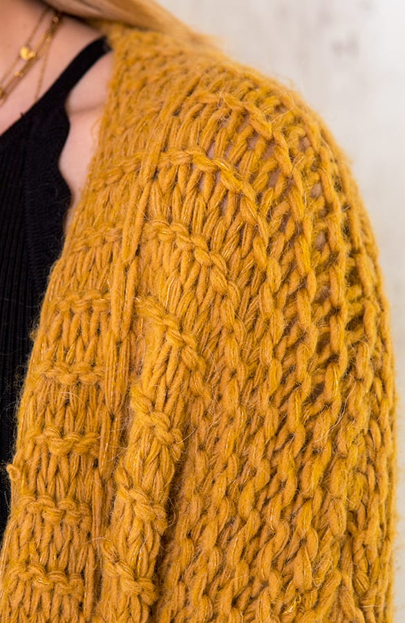 Grof Gebreid Vest Okergeel – shoparchief, foto 4