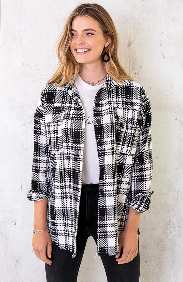 Jacket Geblokt Zwart Wit – shoparchief, foto 1