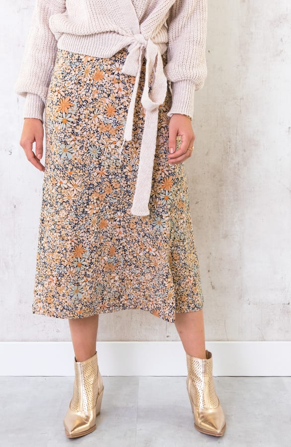 Midi Rok Jersey Bloemen – shoparchief, foto 1