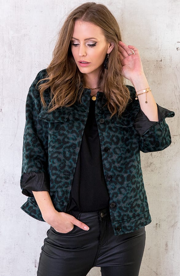 Panter Fleece Jacket Smaragdgroen – shoparchief, foto 1