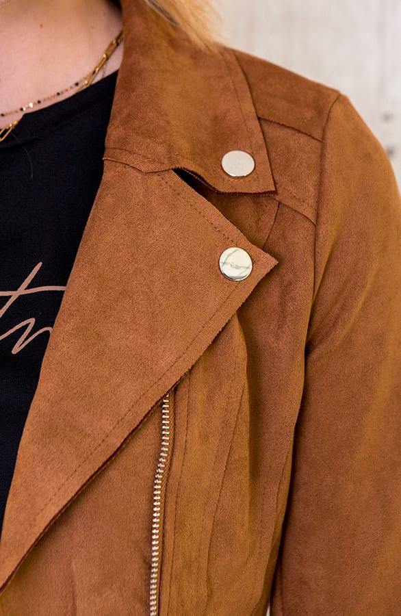 Biker Jacket Suede Cognac – shoparchief, foto 4