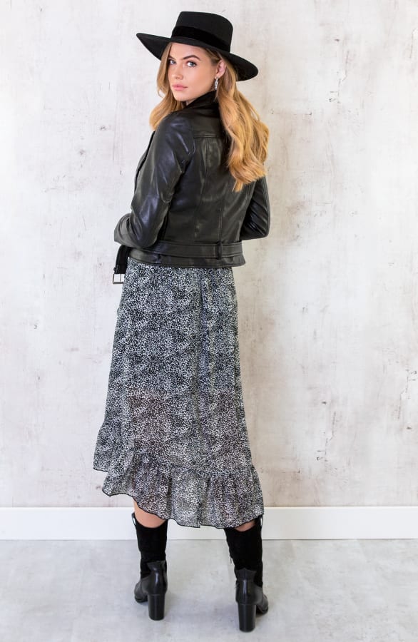 Bloemen Ruffle Rok Zwart Wit Deluxe – shoparchief, foto 4