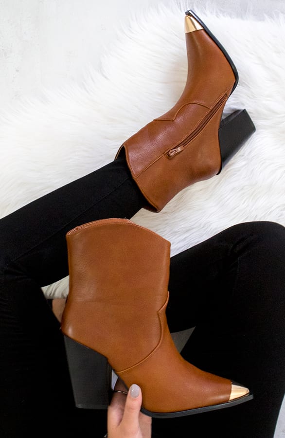 Metallic Boots Cognac – shoparchief, foto 1
