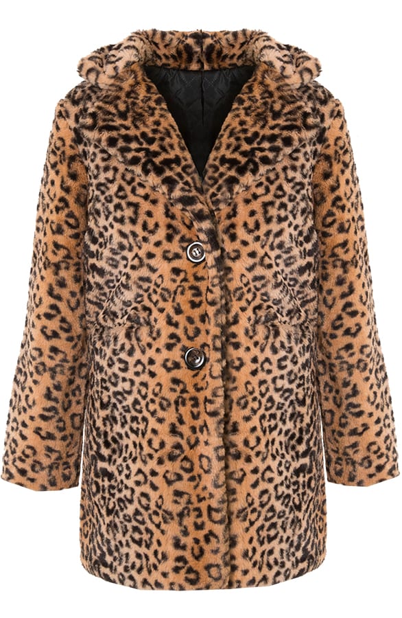 Faux Fur Jas Panterprint Camel – shoparchief, foto 6