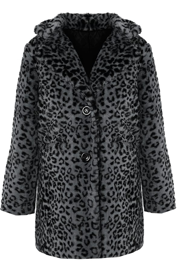 Faux Fur Jas Panterprint Grijs – shoparchief, foto 7
