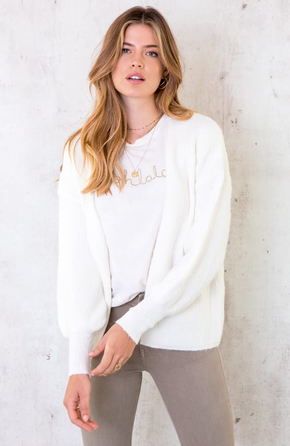 Gebreid Vest Basic Offwhite – shoparchief, foto 1