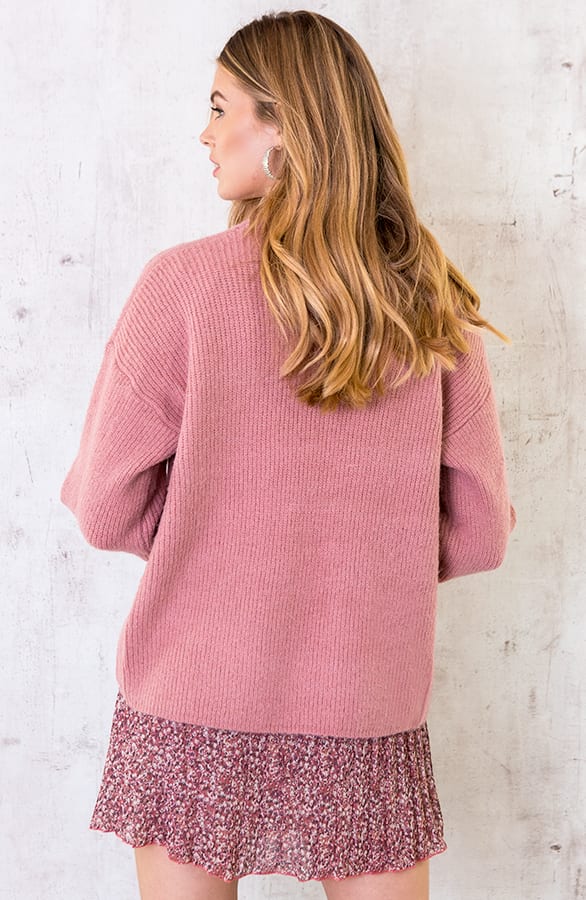 Gebreid Vest Basic Oud Roze – shoparchief, foto 4