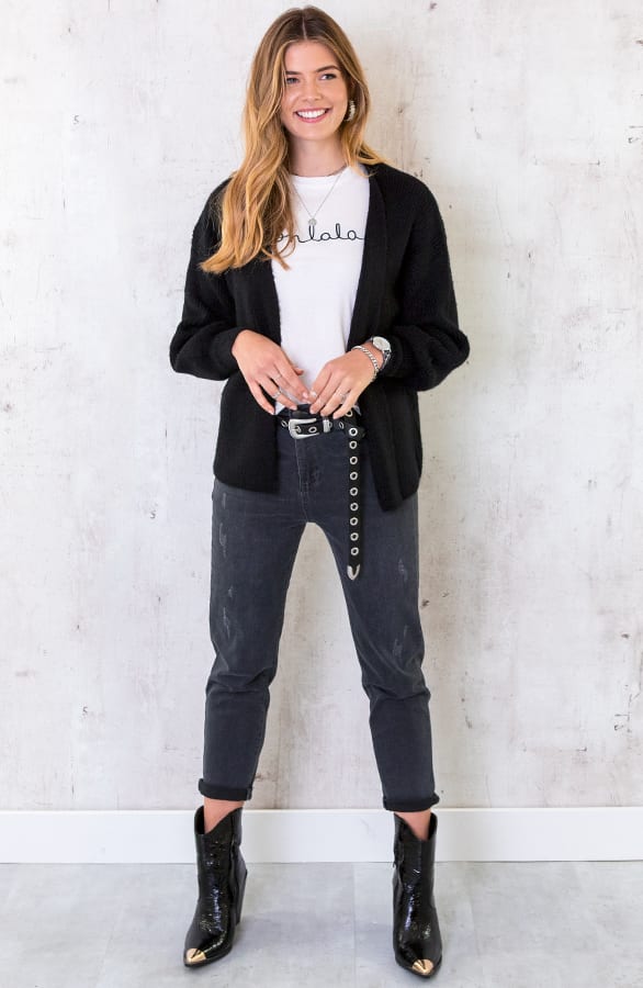 Gebreid Vest Basic Zwart – shoparchief, foto 3